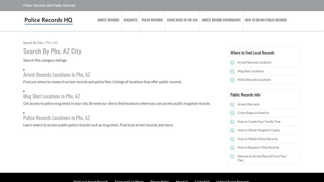 Police Records in Phx, AZ
